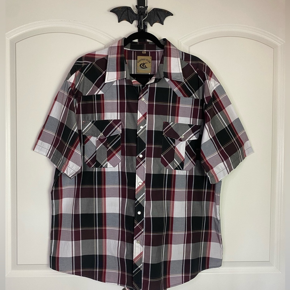 Rockabilly Men’s Snap Front Plaid Shirt Lightweight Comfortable size XXL